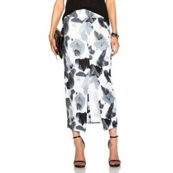 NEW HELMUT LANG "Crypsis" Print Skirt Jersey XS Extra Small BNWT White Black - Picture 1 of 9